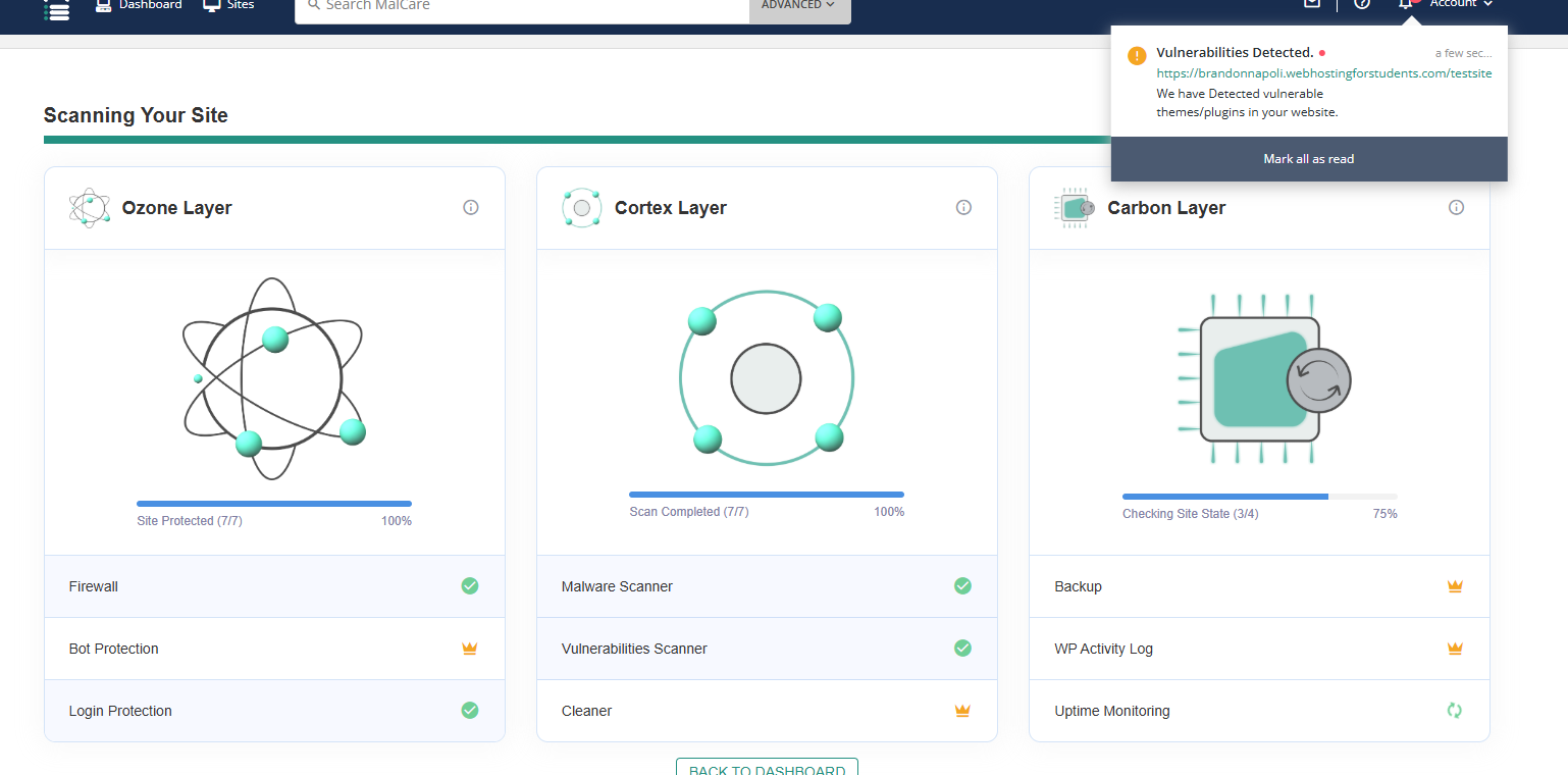 MalCare Dashboard