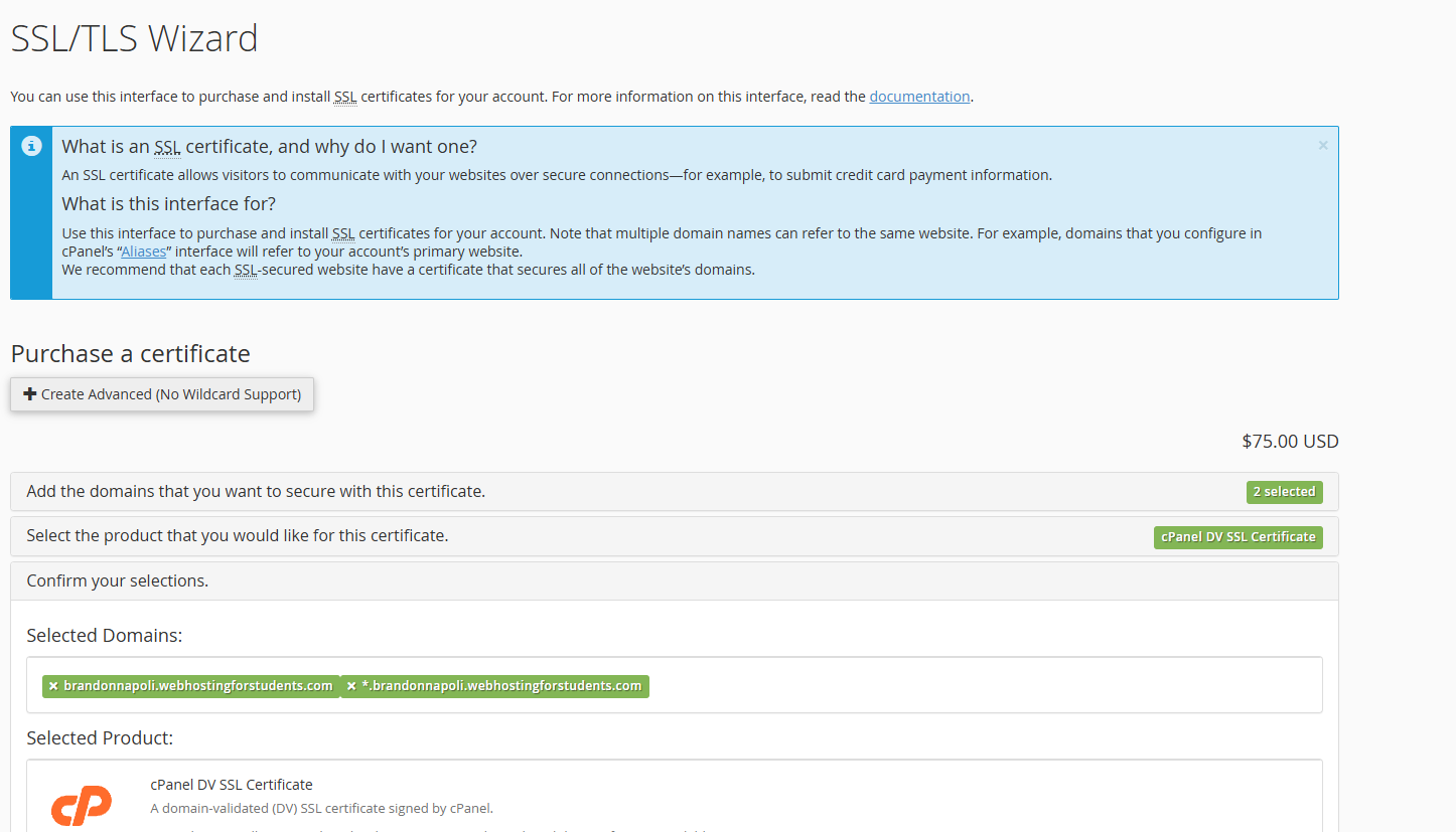 SSL Cert signup